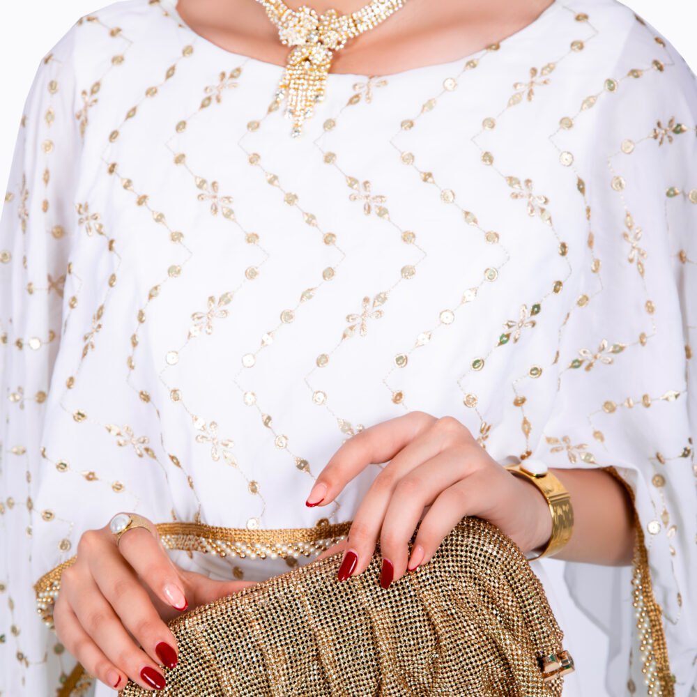 Abaya Farah Robe en Mousseline - Blanc – Image 2