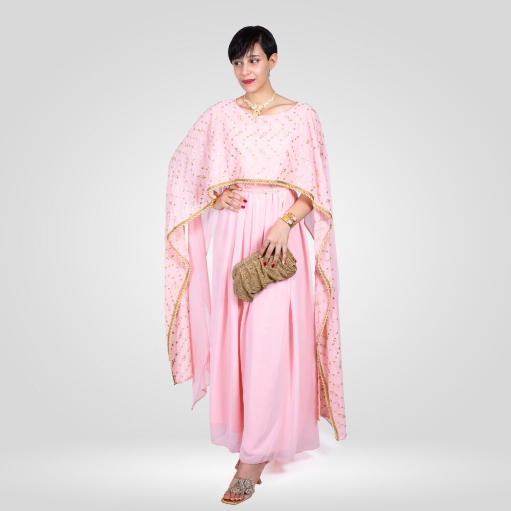 Abaya Farah Robe en Mousseline - Rose