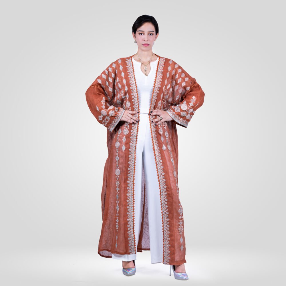 Kimono Anissa Lin Brodée -Rouge Brique