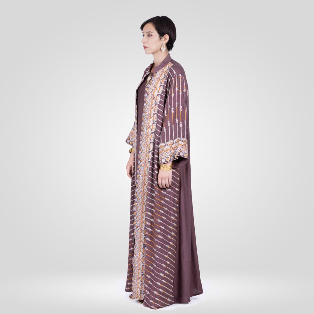 Abaya Malika Ensemble –  Marron Chocolat – Image 3