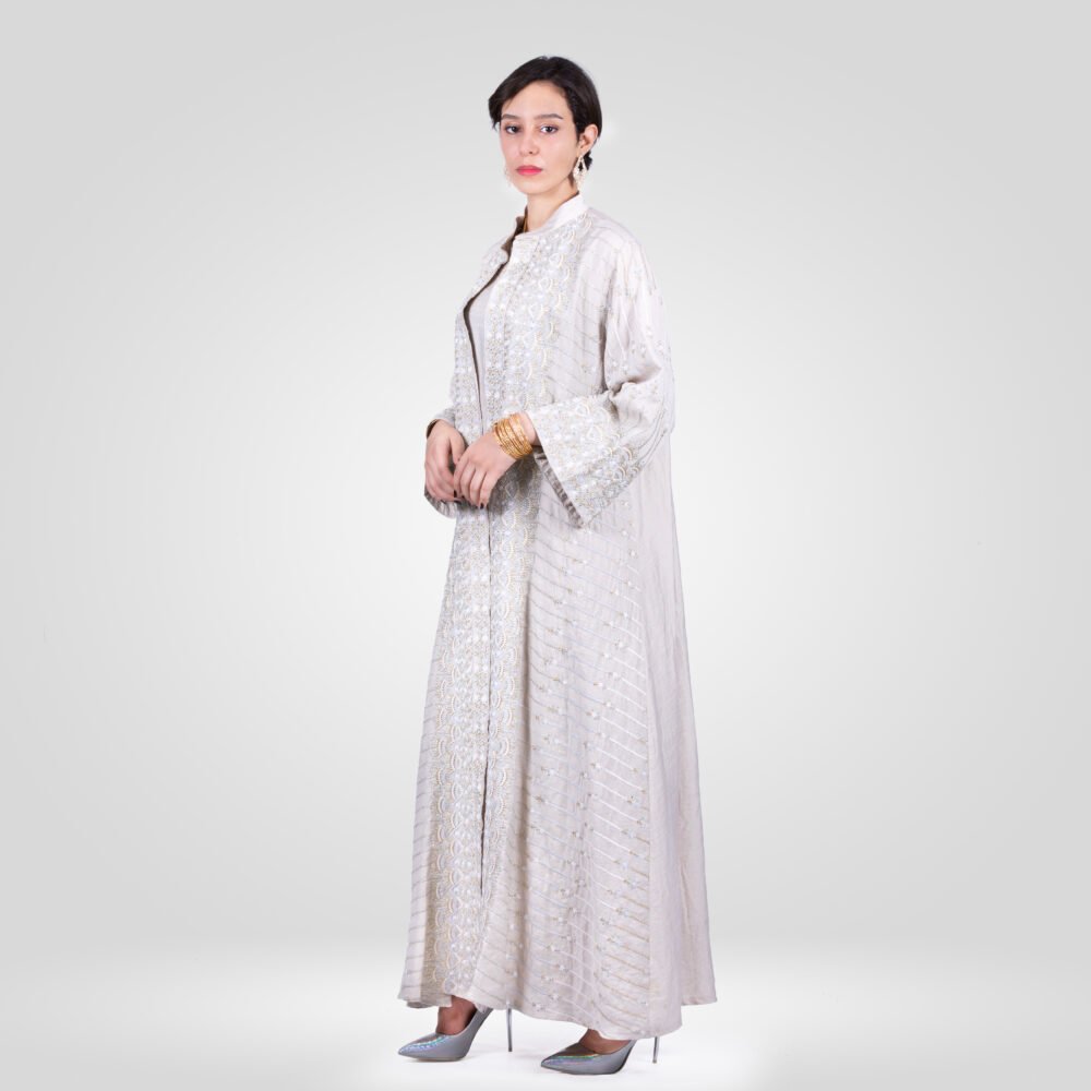 Abaya Malika Ensemble - Beige Ivoire – Image 3