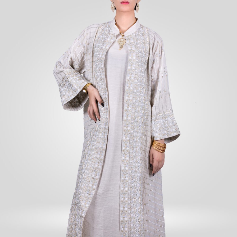 Abaya Malika Ensemble - Beige Ivoire – Image 2